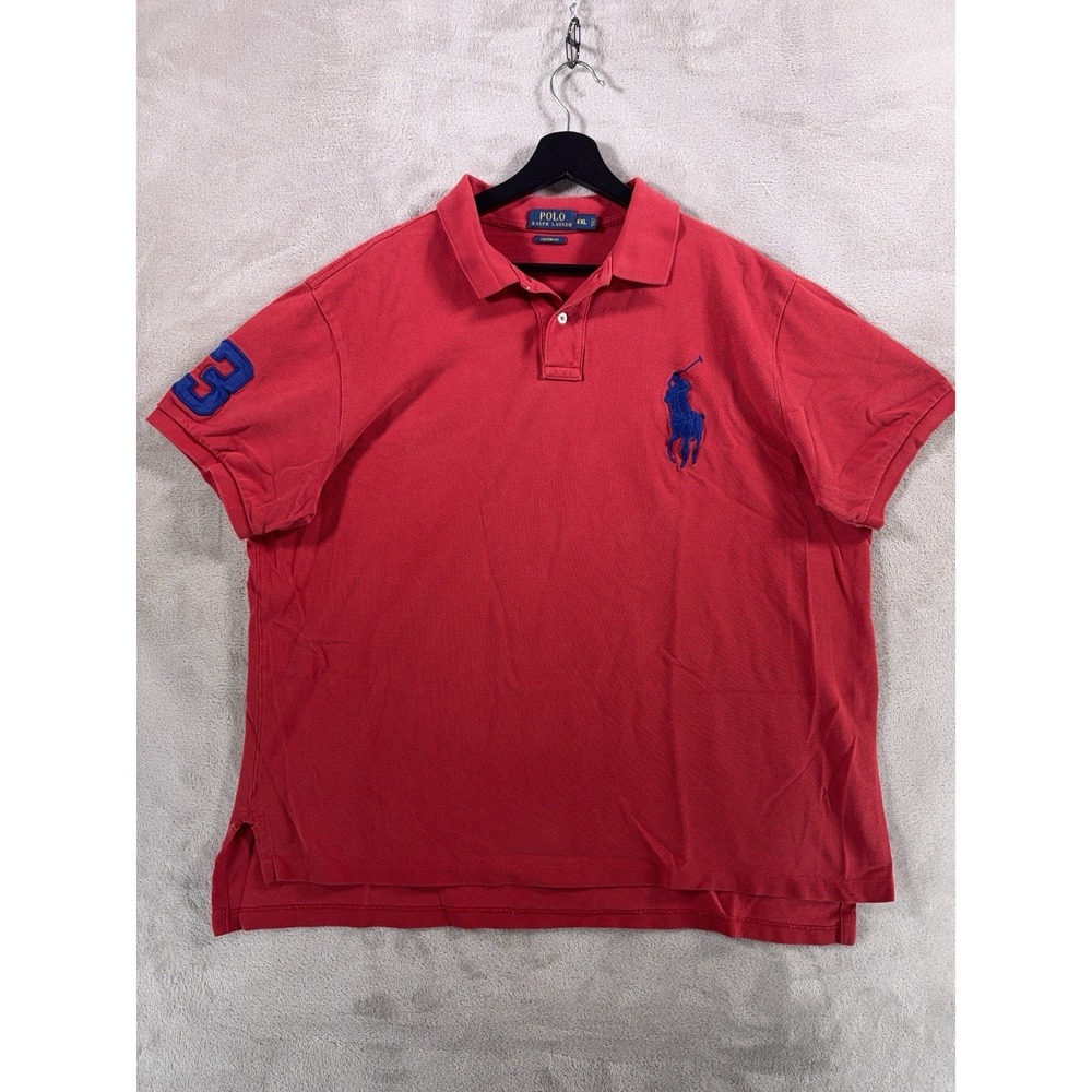 Polo‎ Ralph Lauren Big Pony Polo Shirt Mens XXL Red Custom Fit Short Sleeve
